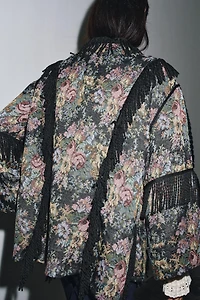 KIMONO JACQUARD FLEURS FRANGES