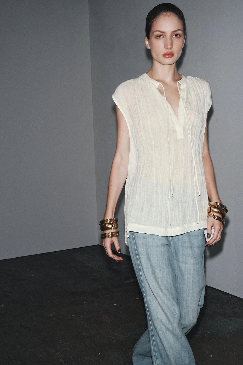 ZW COLLECTION LINEN BLOUSE WITH TIES