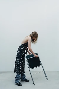 ROBE MIDI SATINÉE À POIS