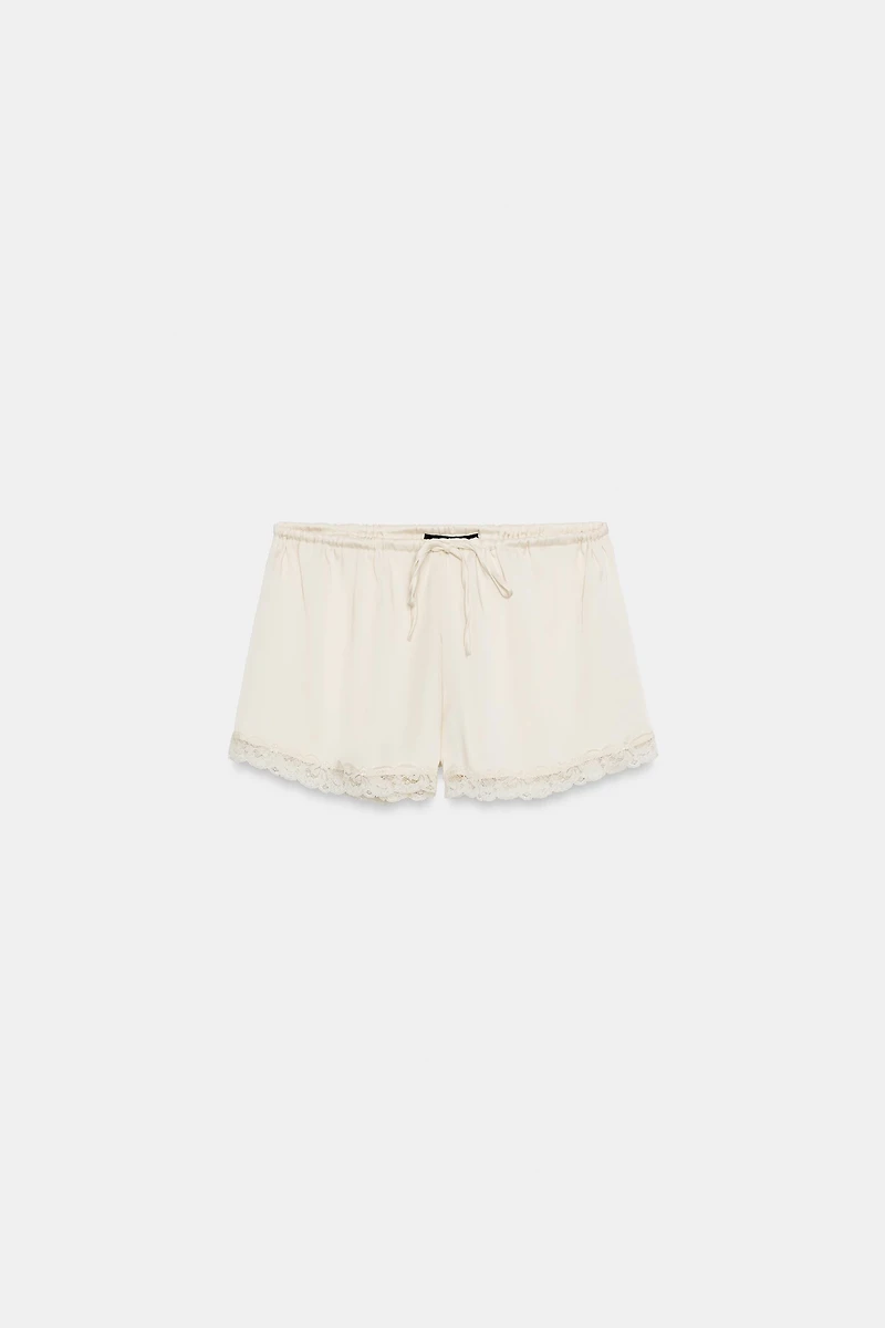 SHORT MINI SATINÉ DENTELLE