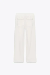 STRAIGHT LINEN PANTS WITH CONTRAST STITCHING
