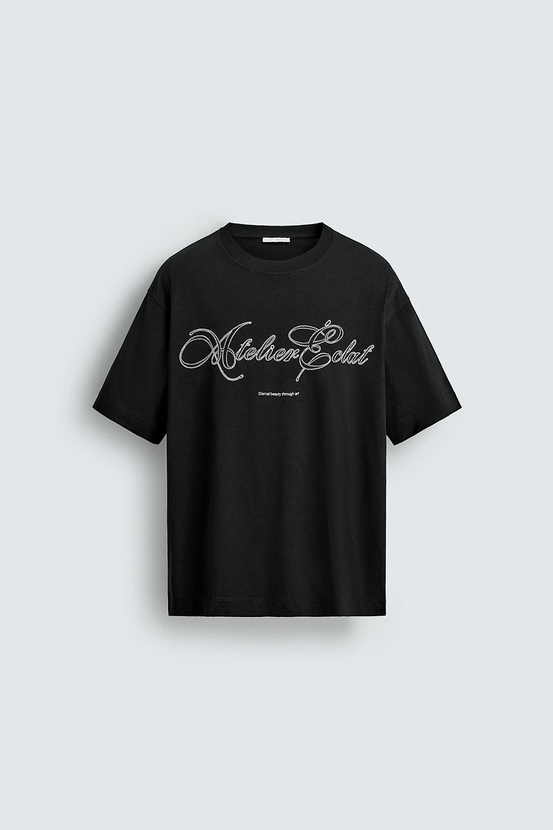 EMBROIDERED TEXT T-SHIRT