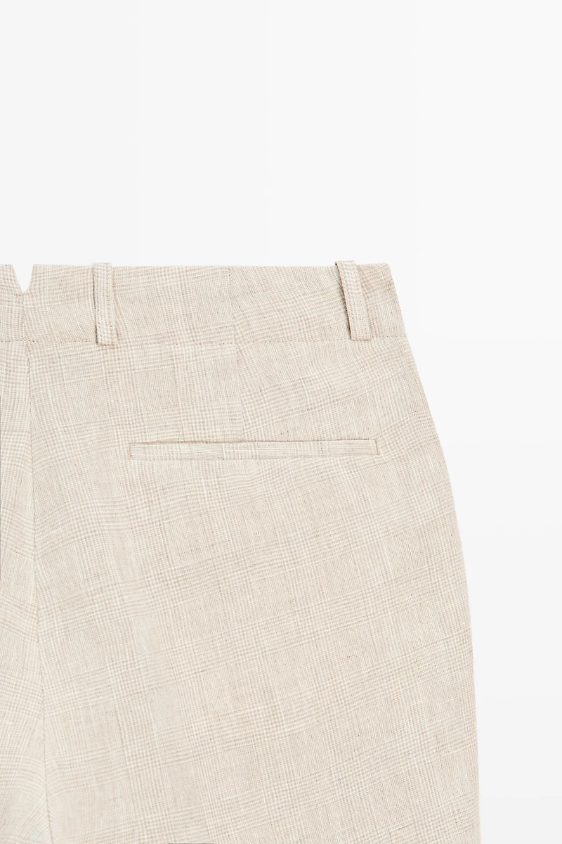 100% linen check pants