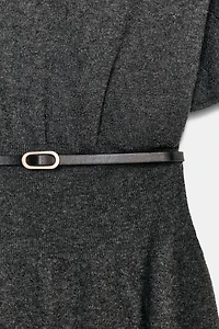 BELTED KNIT MIDI DRESS