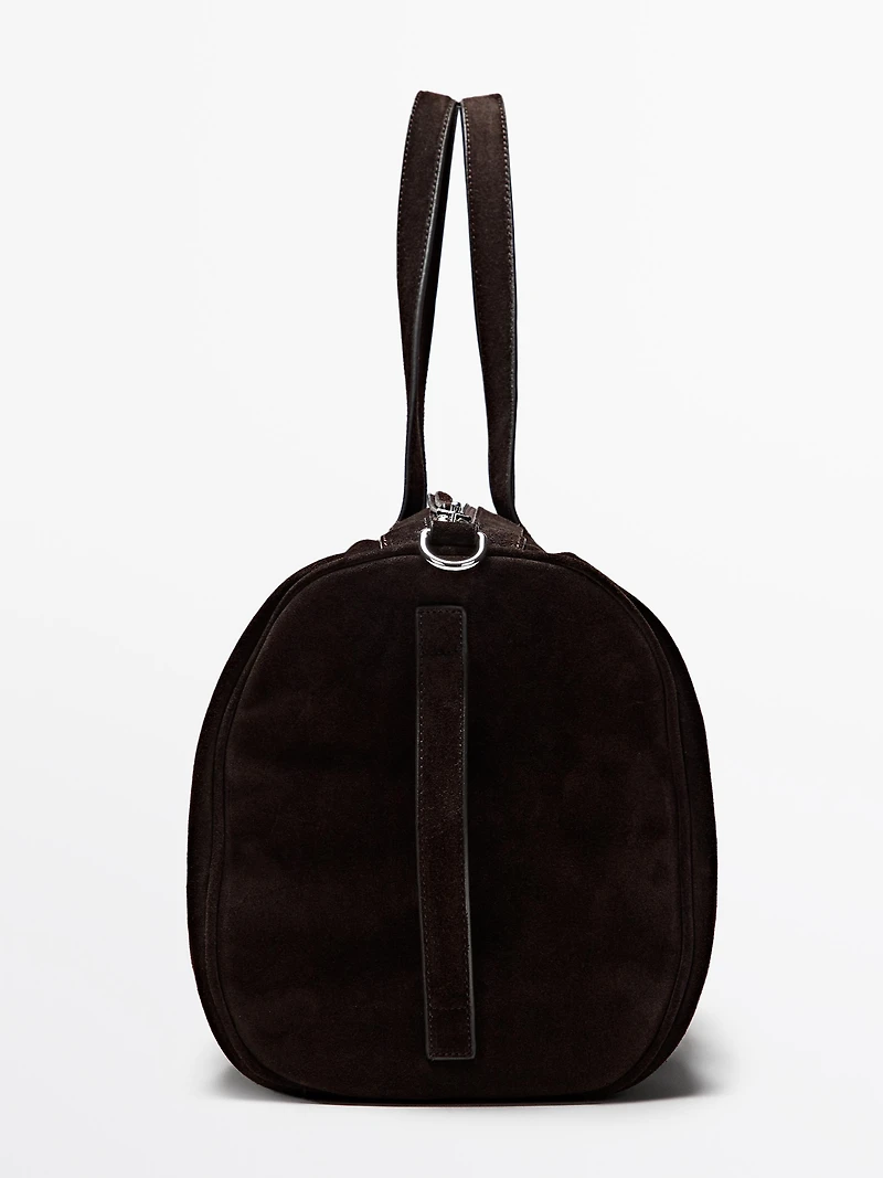 Suede leather travel bag