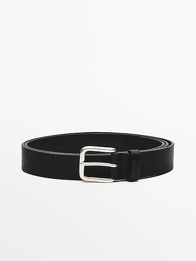 Nappa leather belt with square buckle