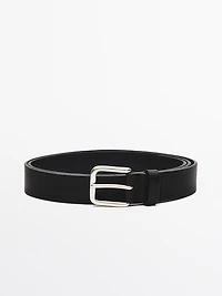 Nappa leather belt with square buckle