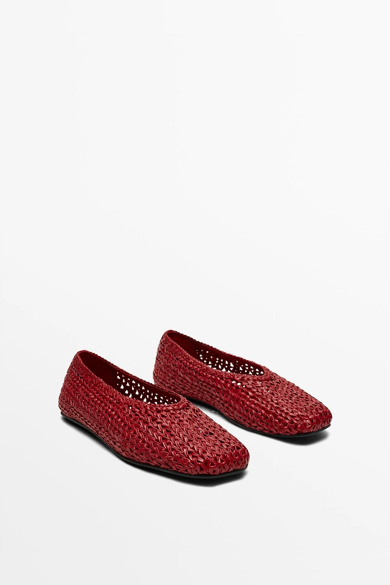 Braided leather ballet flat