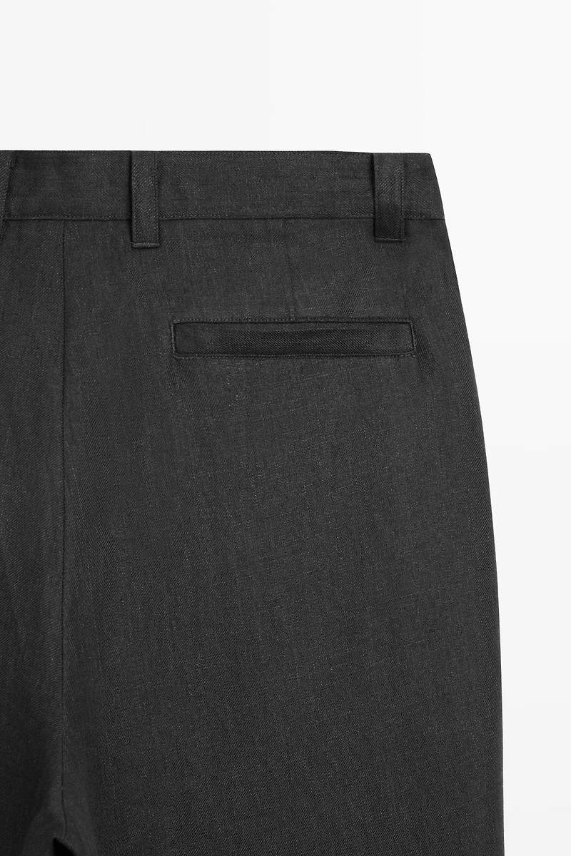 100% linen trousers with double darts