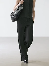 Cotton blend trousers with hem detail