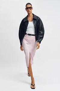 BELTED PENCIL MIDI SKIRT