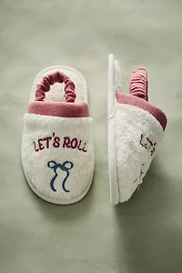 CHILDREN'S TERRYCLOTH BATHROOM SLIPPERS WITH BOW