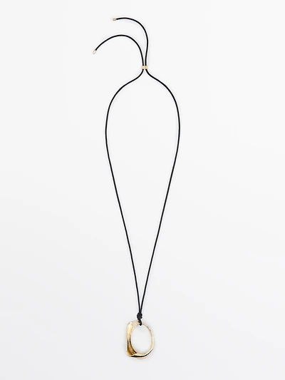 Leather cord necklace with irregular pendant