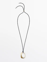 Leather cord necklace with irregular pendant
