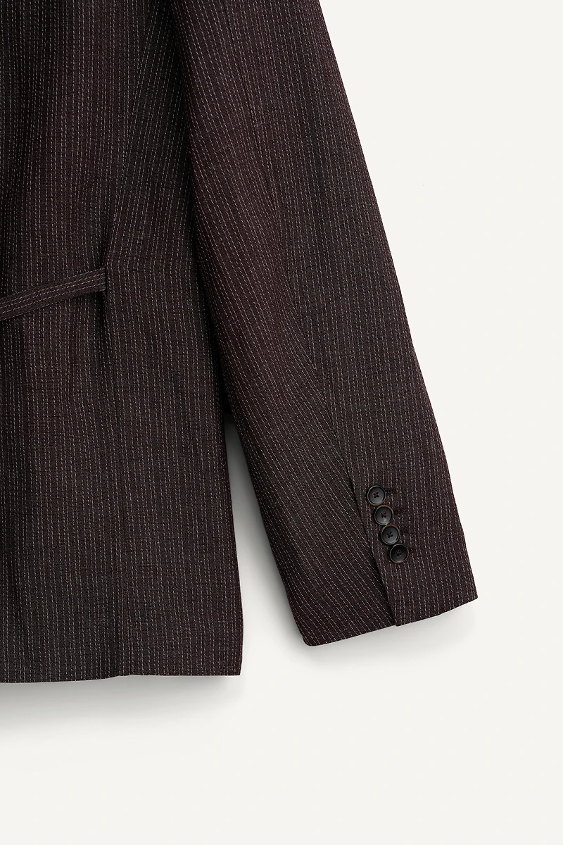 STRIPED VISCOSE - LINEN SUIT JACKET