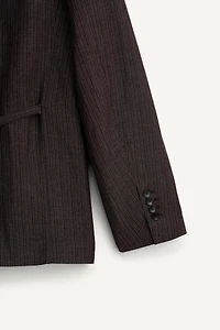 STRIPED VISCOSE - LINEN SUIT JACKET