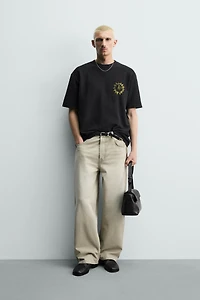 WASHED KNIT PRINTED T-SHIRT