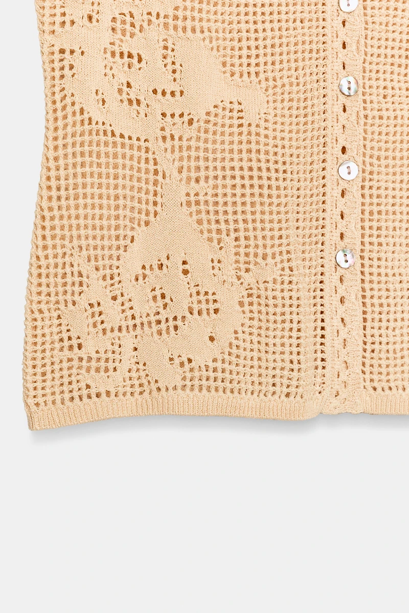 POINTELLE KNIT CARDIGAN