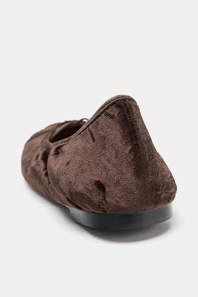 VELVET EFFECT STRAPPY BALLET FLATS