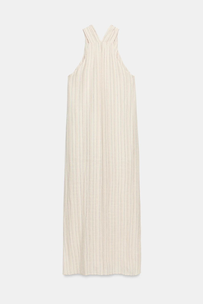 ROBE LONGUE À RAYURES ET FIL MÉTALLISÉ
