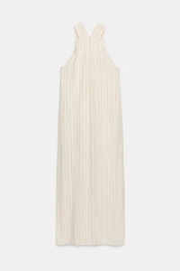 ROBE LONGUE À RAYURES ET FIL MÉTALLISÉ