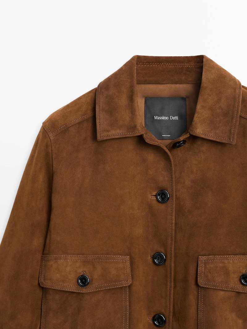 Veste en cuir finition daim