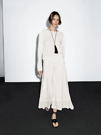 Wool blend boat neck sweater