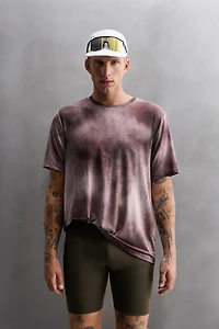 TIE-DYE PRINT PERFORATED T-SHIRT