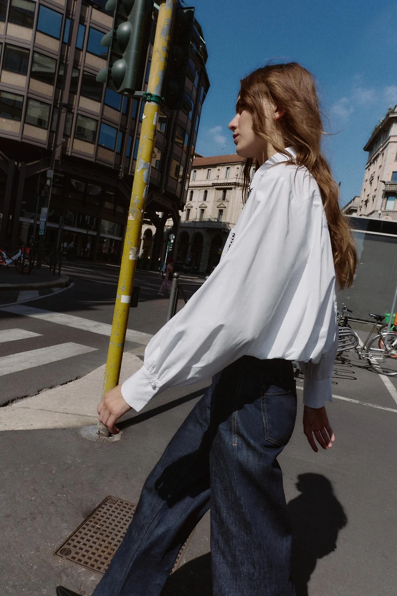 BEADED POPLIN SHIRT