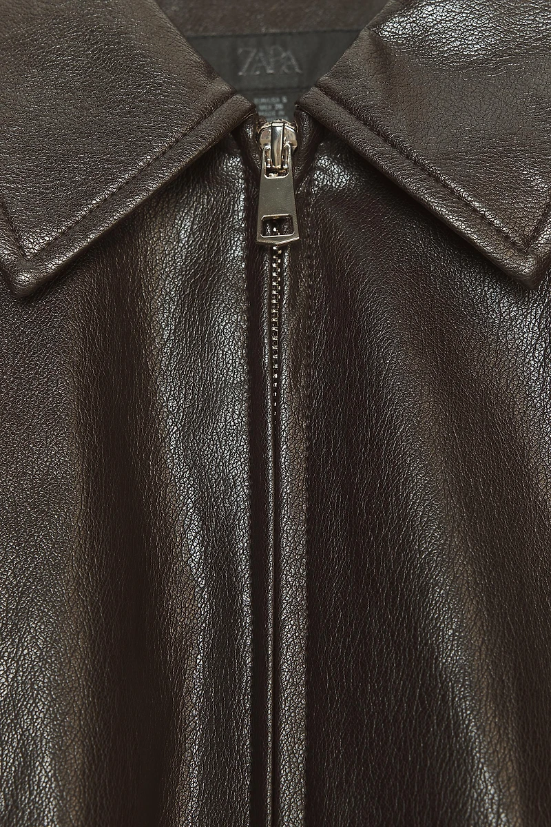 FAUX LEATHER BOMBER JACKET