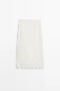 Flowing midi skirt with lace detail