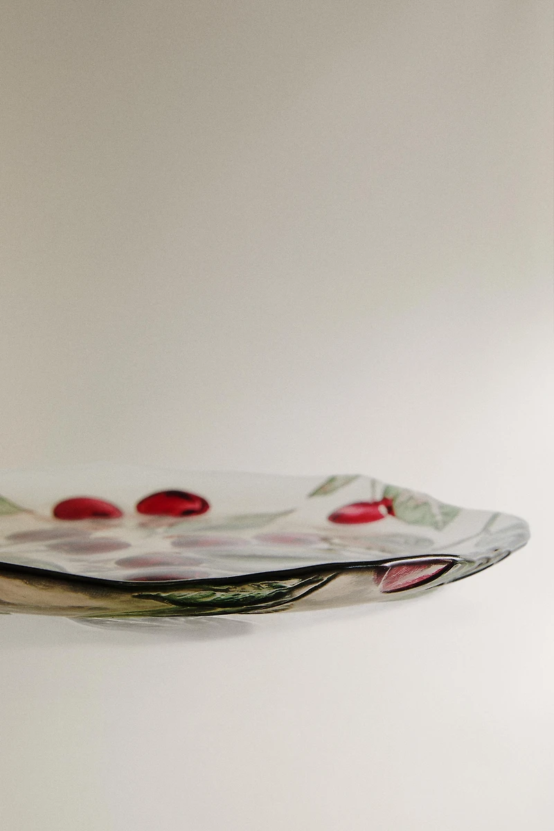 ASSIETTE À DESSERT VERRE RECYCLABLE CERISES