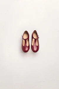 T-STRAP LEATHER BALLET FLATS