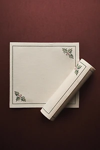PACK ROULEAU SERVIETTES COTON FEUILLES DE HOUX NOËL (PACK DE 20)