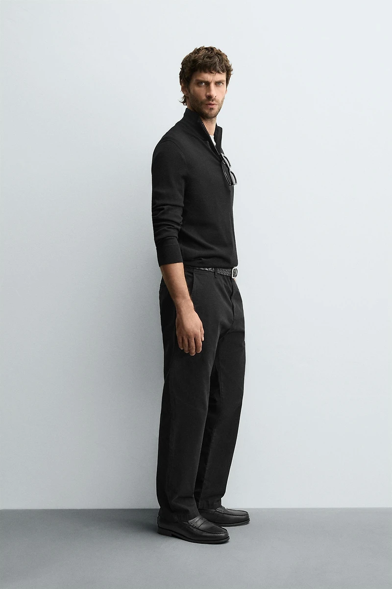 100% WOOL QUARTER-ZIP SWEATER