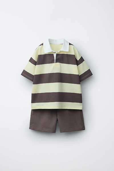 STRIPED POLO AND BERMUDA SET