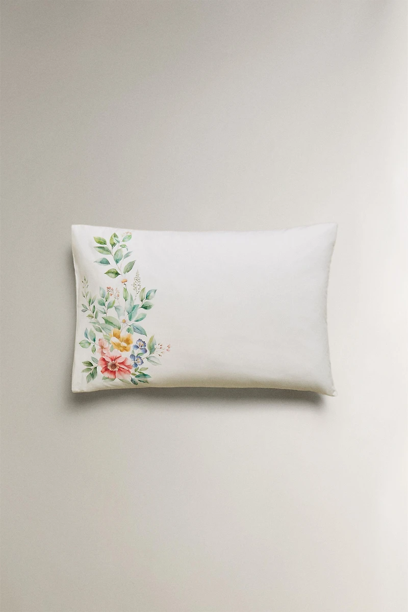FLORAL PRINT COTTON PILLOWCASE