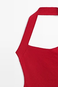 Textured halter swimsuit