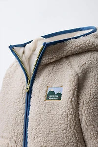 CONTRAST PIPING FLEECE HOODIE JACKET