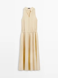 Robe midi 100 % coton taille élastiquée