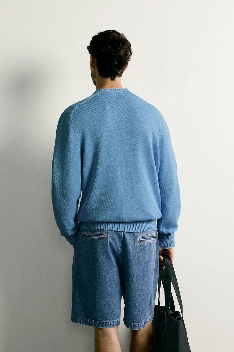 COTTON-LINEN REGULAR FIT SWEATER