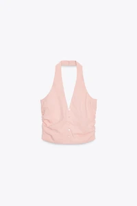 RUCHED HALTER VEST TOP
