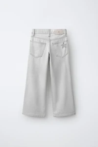 STAR PRINT STUDDED WIDE LEG JEANS
