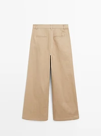 Wide-leg darted trousers