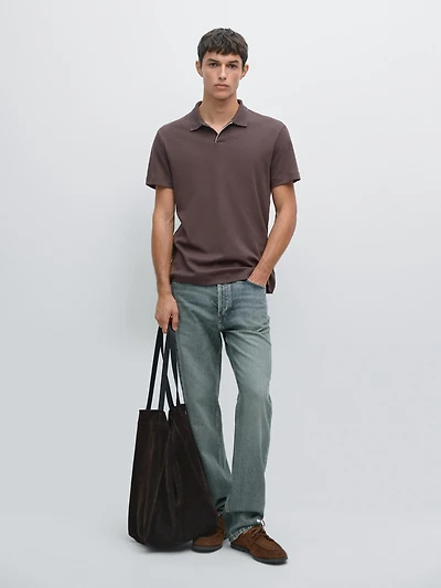 Short sleeve polo shirt with placket detail