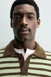 STRIPED KNIT POLO SHIRT