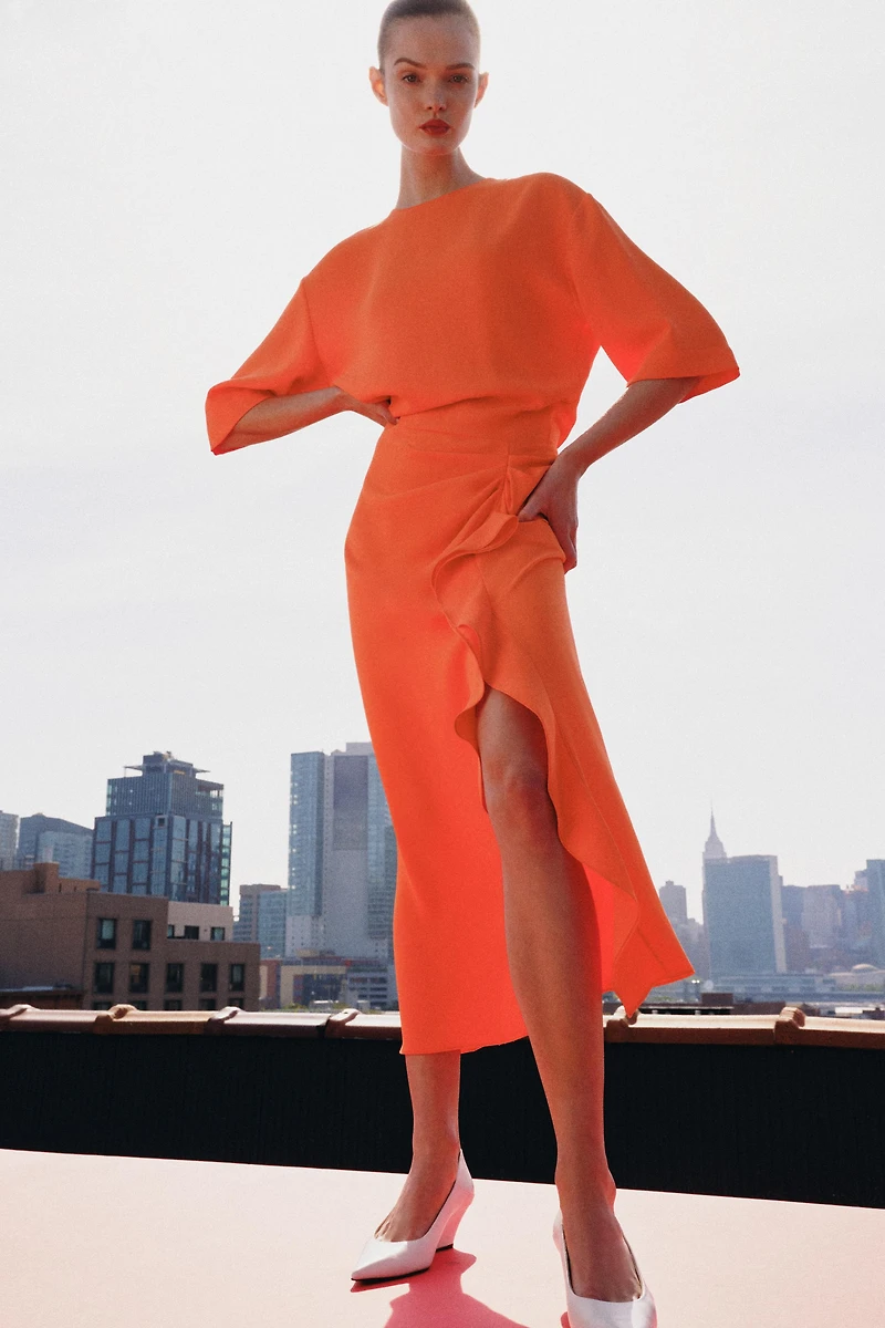 ZW COLLECTION DRAPED MIDI DRESS