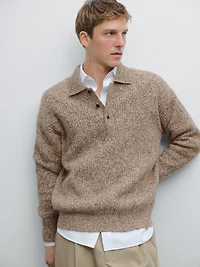 100% cashmere knit polo sweater