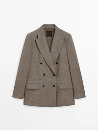 Check wool suit blazer