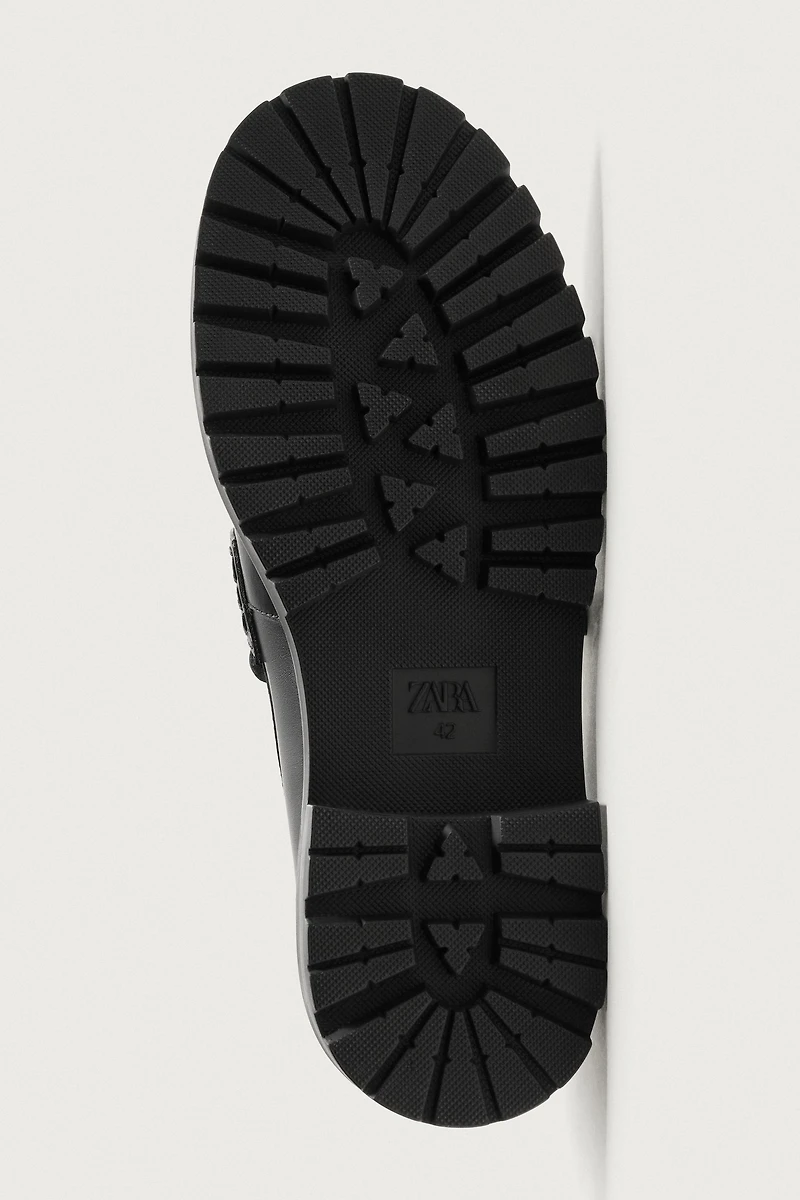 LEATHER TRACK PENNY LOAFERS
